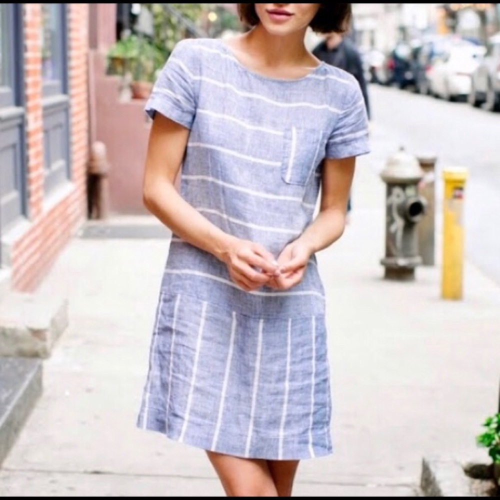 Lou & Grey striped chambray dress S